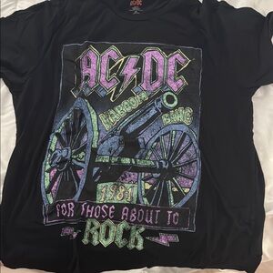 AC/DC Black Tee with Purple and Green Accents